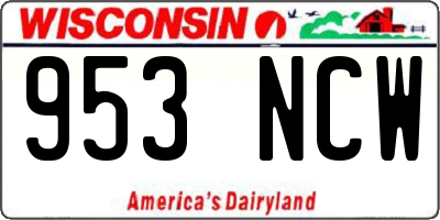 WI license plate 953NCW