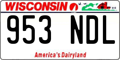WI license plate 953NDL