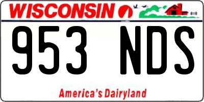WI license plate 953NDS