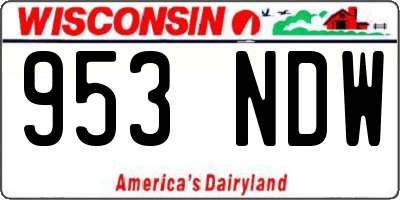 WI license plate 953NDW