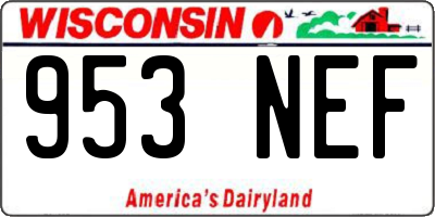 WI license plate 953NEF