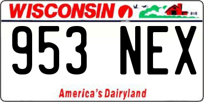 WI license plate 953NEX