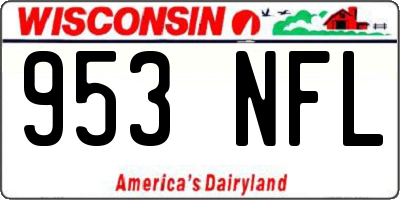 WI license plate 953NFL