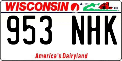 WI license plate 953NHK
