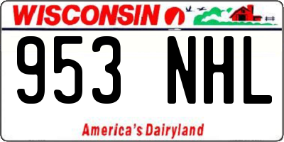 WI license plate 953NHL