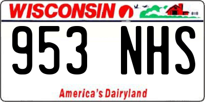 WI license plate 953NHS