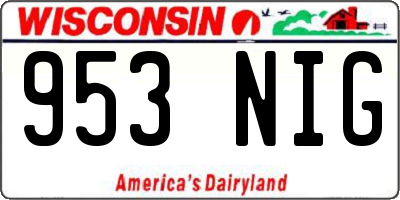WI license plate 953NIG