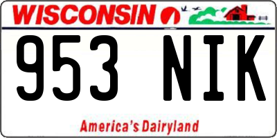 WI license plate 953NIK