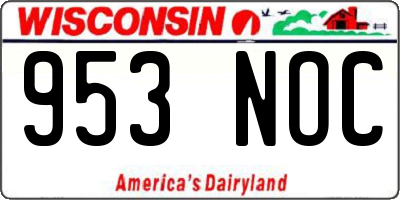 WI license plate 953NOC