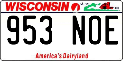WI license plate 953NOE