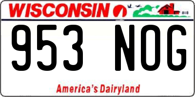 WI license plate 953NOG