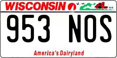 WI license plate 953NOS