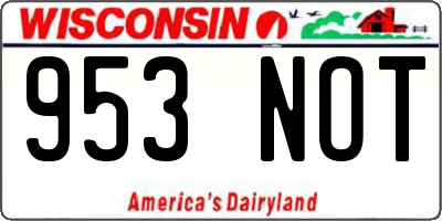 WI license plate 953NOT