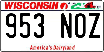 WI license plate 953NOZ