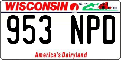WI license plate 953NPD