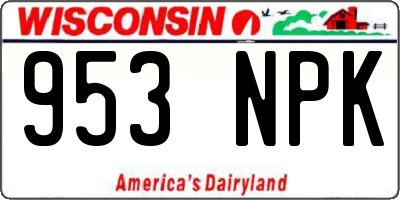 WI license plate 953NPK
