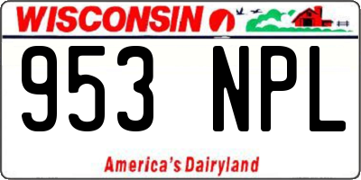 WI license plate 953NPL