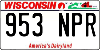 WI license plate 953NPR