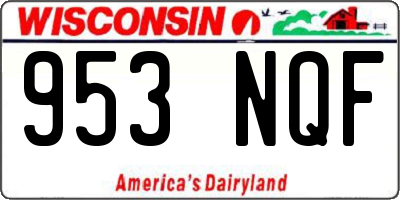 WI license plate 953NQF