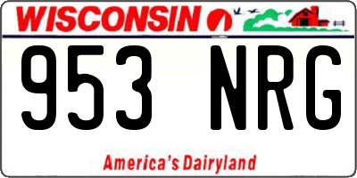 WI license plate 953NRG