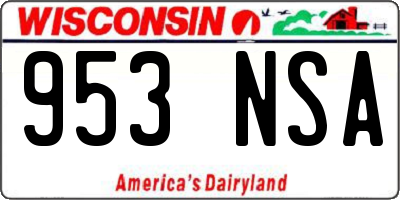 WI license plate 953NSA