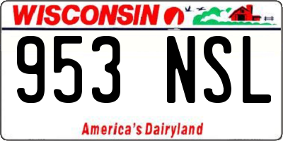 WI license plate 953NSL