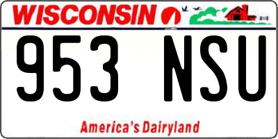 WI license plate 953NSU