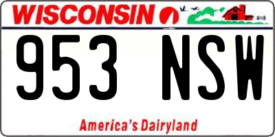 WI license plate 953NSW