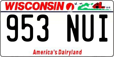 WI license plate 953NUI