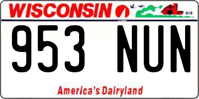 WI license plate 953NUN