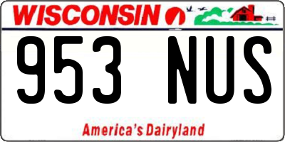 WI license plate 953NUS
