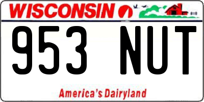 WI license plate 953NUT