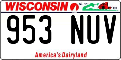WI license plate 953NUV