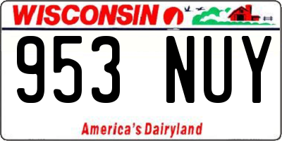 WI license plate 953NUY