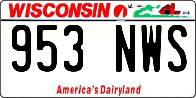 WI license plate 953NWS