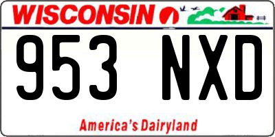 WI license plate 953NXD