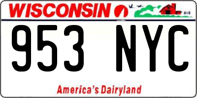 WI license plate 953NYC