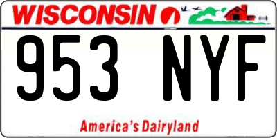 WI license plate 953NYF