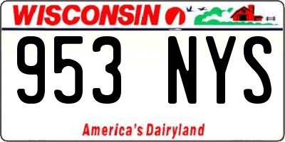 WI license plate 953NYS