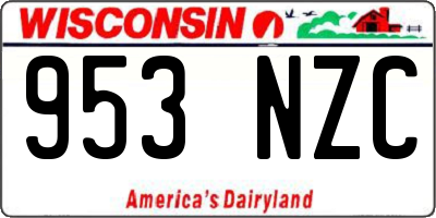 WI license plate 953NZC