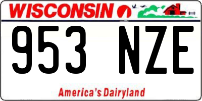 WI license plate 953NZE
