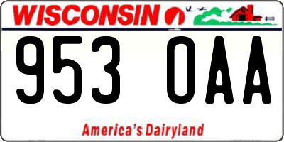 WI license plate 953OAA