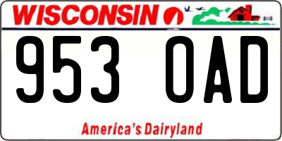 WI license plate 953OAD