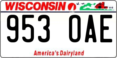 WI license plate 953OAE