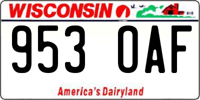 WI license plate 953OAF