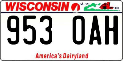 WI license plate 953OAH