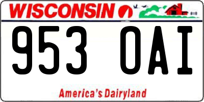 WI license plate 953OAI