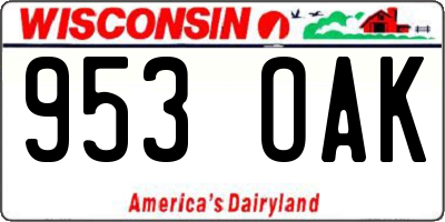 WI license plate 953OAK