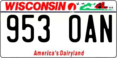 WI license plate 953OAN