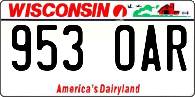 WI license plate 953OAR